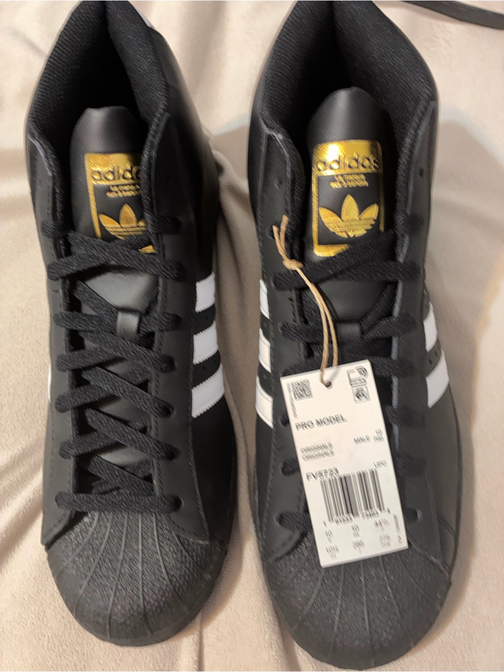 Adidas Men’s  Black & White Pro Model Sneakers with Gold Logo